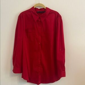 New York & Company Red Casual Button Down Shirt